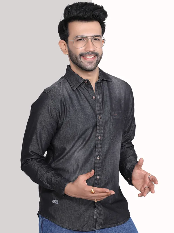 Black_Full_Sleeve_Denim_Casual_Shirt_|_Premium_Spread_Super_Soft_Collar_Shirts