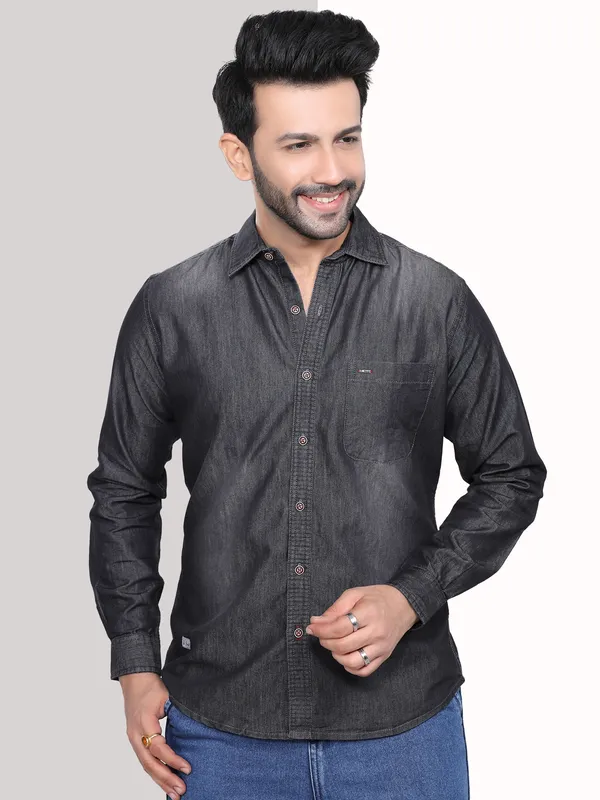 Black_Full_Sleeve_Denim_Casual_Shirt_|_Premium_Spread_Super_Soft_Collar_Shirts