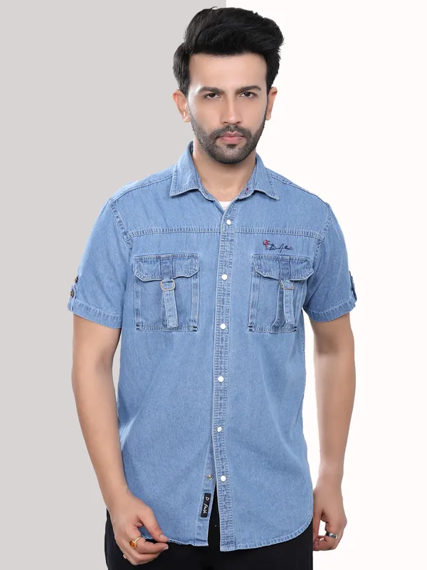 Icewash_Denim_Half_Sleeve_Casual_Shirt_|_Premium_Spread_Super_Soft_Collar_Shirts