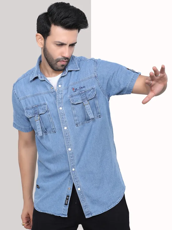 Icewash_Denim_Half_Sleeve_Casual_Shirt_|_Premium_Spread_Super_Soft_Collar_Shirts