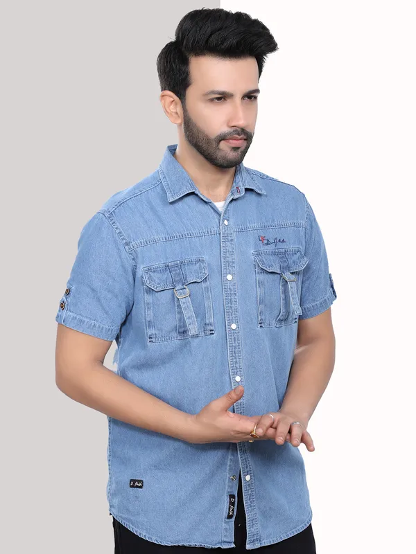 Icewash_Denim_Half_Sleeve_Casual_Shirt_|_Premium_Spread_Super_Soft_Collar_Shirts