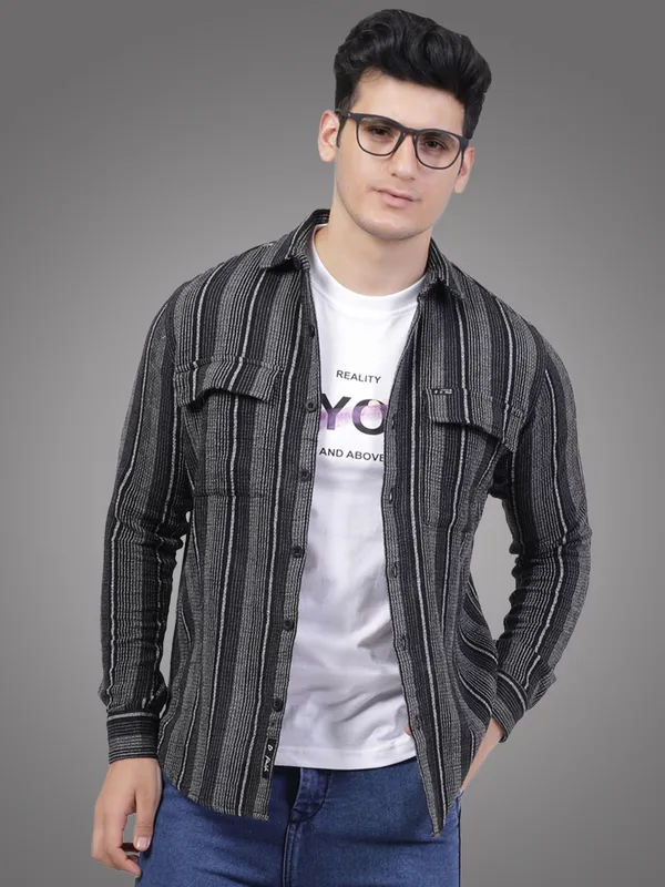Grey__Casual_Stripe_Shirt_for_Men_|_Premium_Cotton_With_Double_Pocket