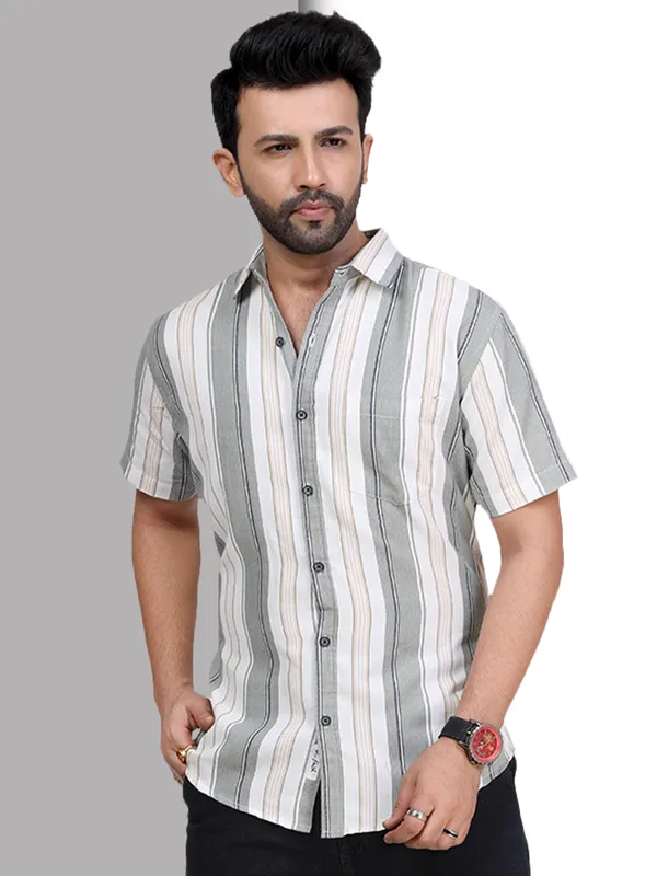 Green_Half_Sleeve_Stripe_Shirt_for_Men_|_Premium_Cotton