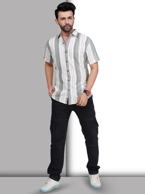Green_Half_Sleeve_Stripe_Shirt_for_Men_|_Premium_Cotton