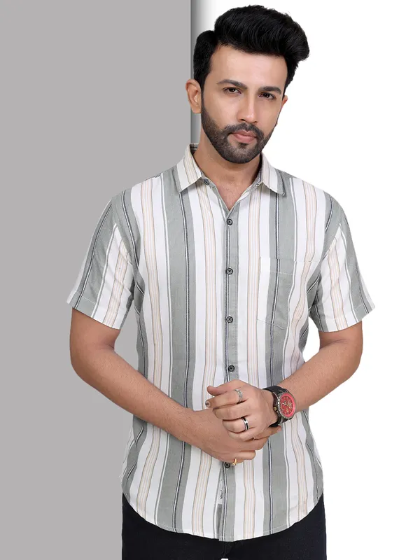 Green_Half_Sleeve_Stripe_Shirt_for_Men_|_Premium_Cotton