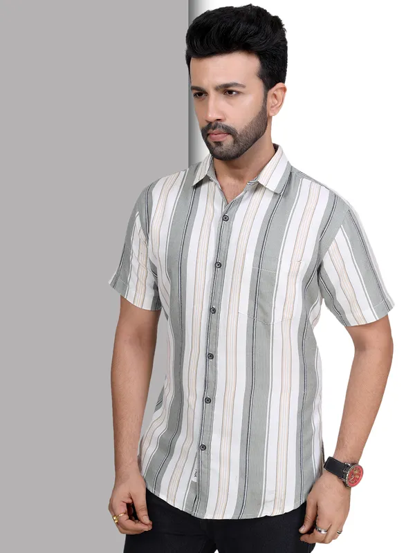 Green_Half_Sleeve_Stripe_Shirt_for_Men_|_Premium_Cotton