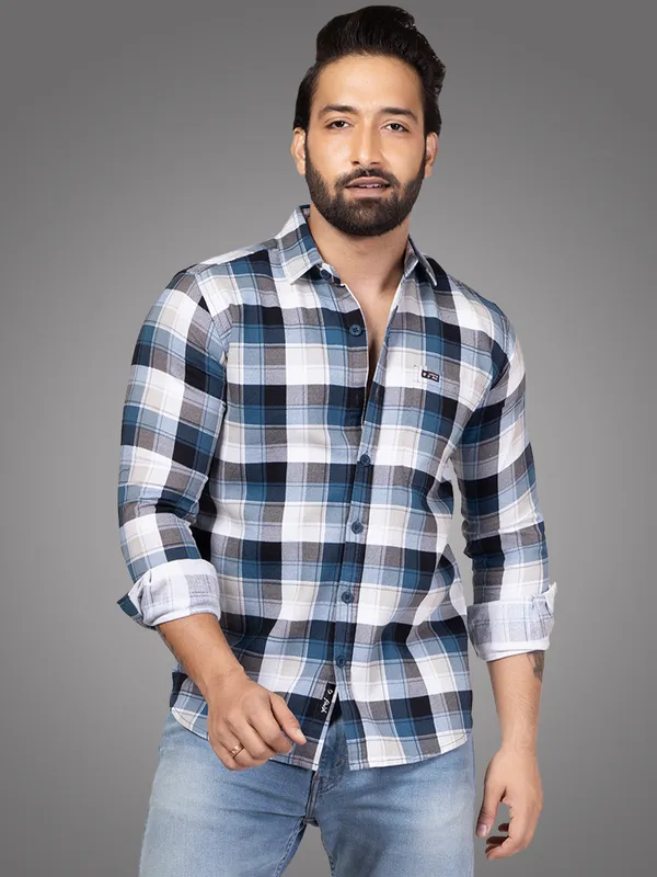 Blue__Casual_Shirt_for_Men_|_Corduray_Fabric_with_Check_Shirt