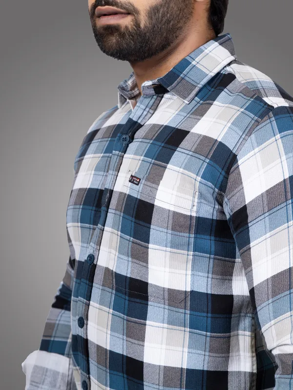 Blue__Casual_Shirt_for_Men_|_Corduray_Fabric_with_Check_Shirt