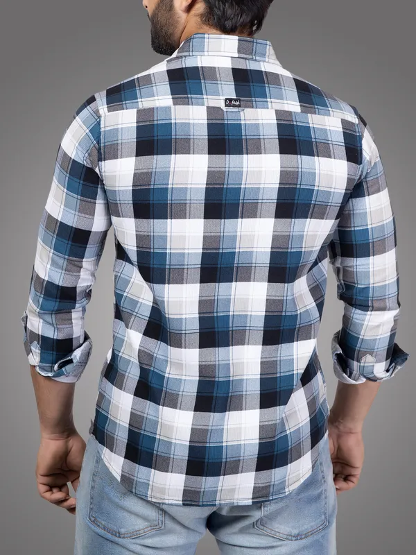 Blue__Casual_Shirt_for_Men_|_Corduray_Fabric_with_Check_Shirt