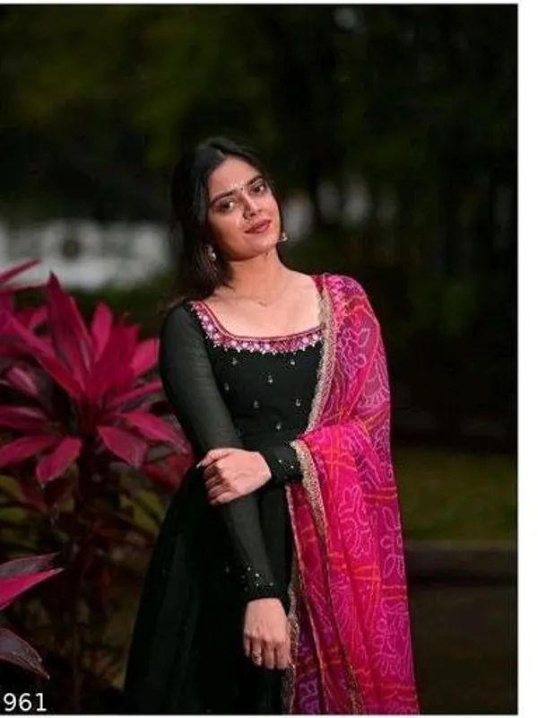 Black_Geogette_Embroided_Full_Sleeve_Gown_With_Dupatta_For_Women