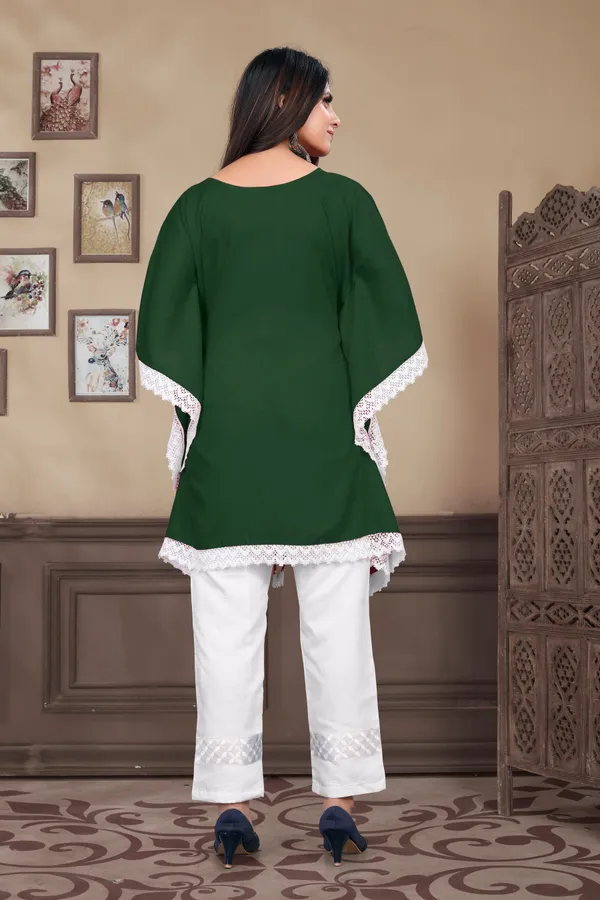 GreenAnd_White__Rayon_Printed_Kaftan_For_Women