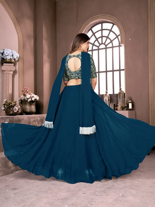 Rama_Blue_Thread_Embroided_Lehngha_With_Choli_For_Women