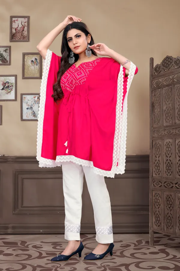 Rani_Pink_And_White_Rayon_Printed_Kaftan_For_Women