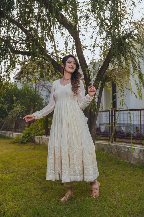 White_Sequence_Embroided_Full_Sleeve_V_Neck_Gown_With_Latakan_For_Women