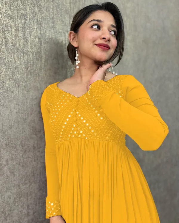 Yellow_Georgette_Sequence_Embroided_Full_Sleeve_Gown_For_Women