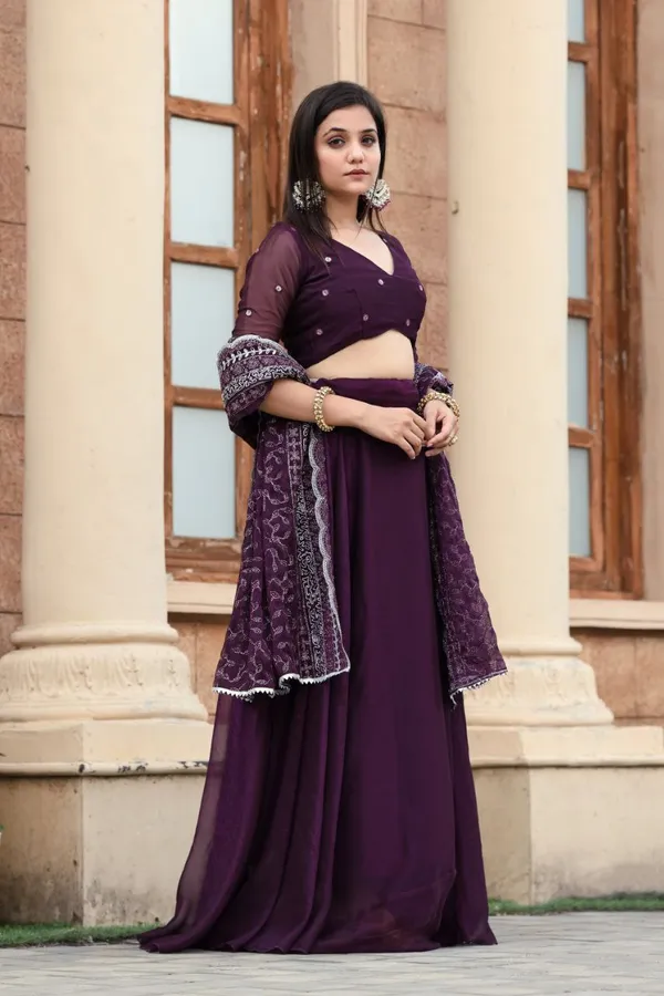 Purple_Georgette_Embroided_Lehngha_With_Choli_For_Women