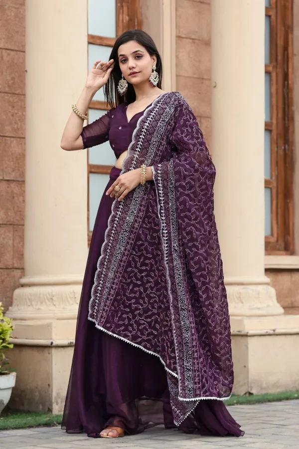 Purple_Georgette_Embroided_Lehngha_With_Choli_For_Women
