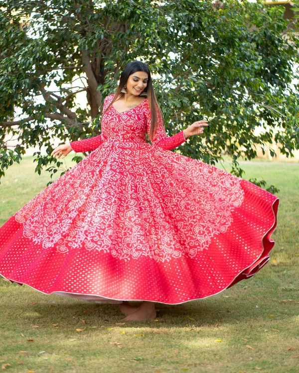 Pink_Georgette_Floral_Printed_Full_Sleeve_Gown_For_Women