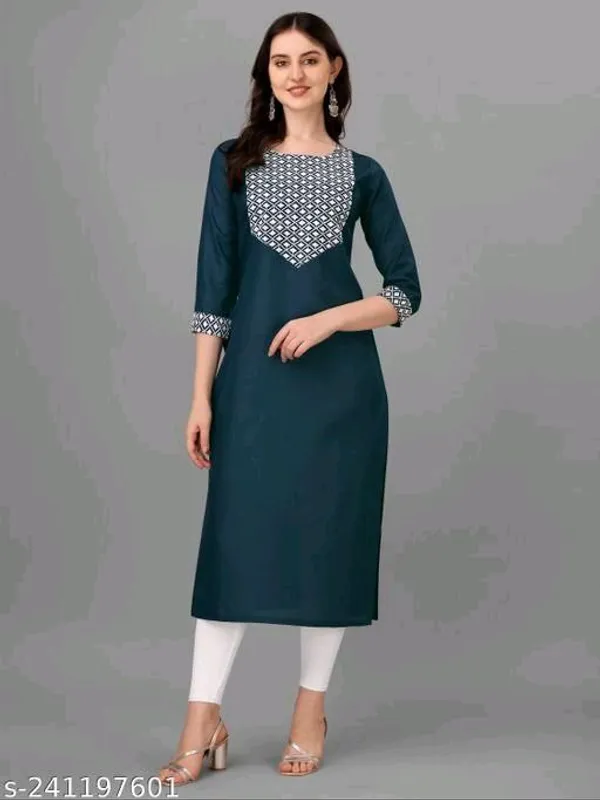 Rama_Cotton_Embroided_3/4_Sleeve_Kurti_For_Women