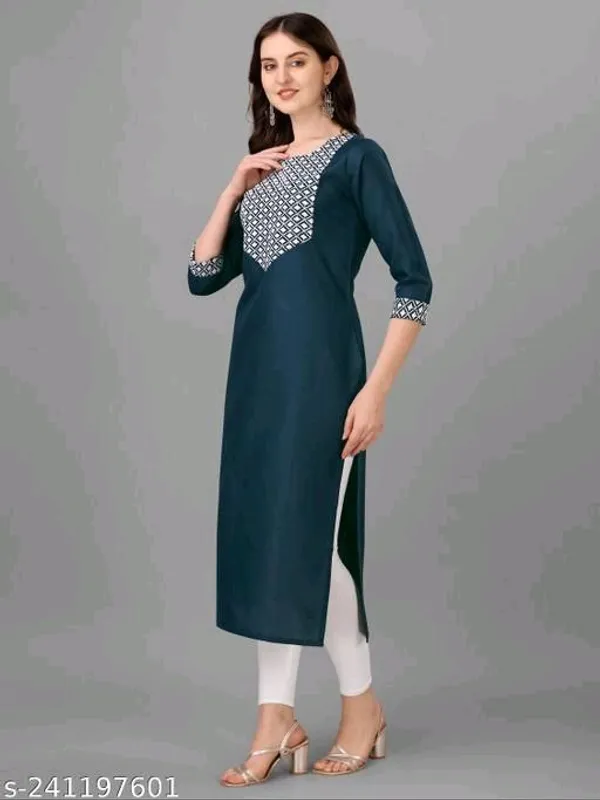 Rama_Cotton_Embroided_3/4_Sleeve_Kurti_For_Women