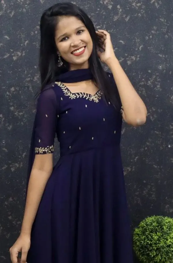 Blue_Geogette_Embroided_Half_Sleeve_Gown_With_Dupatta_For_Women