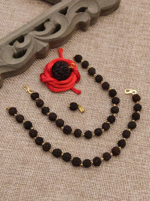 Regular_Black_2_Natural_Rudraksh_Bracelet_+_2_Pendants_For_Male_(Pack_Of_2)