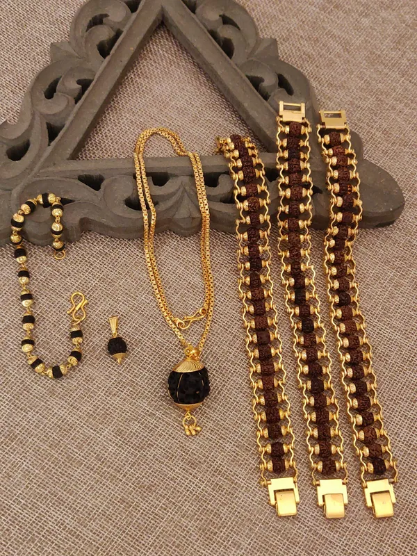 Gold_Plated__7_Pro_Combo_3_Designer_Bracelets_2_Pendants_1_Female_Bracelet_1_Chain_For_Male_&_Female