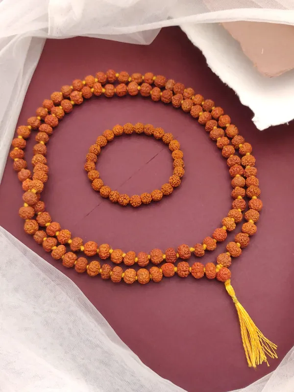 Orange_Natural_108_Beed_Jap_Mala_&_Bracelet_For_Unisex