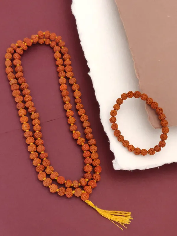Orange_Natural_108_Beed_Jap_Mala_&_Bracelet_For_Unisex