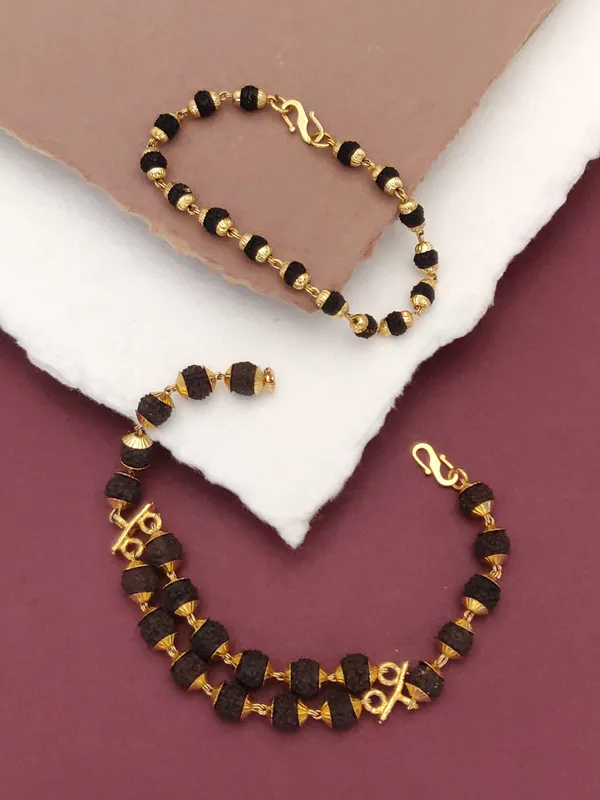 Gold_Plated__Couple_Bracelet_Double_Line_+_Female_Bracelet_For_Male