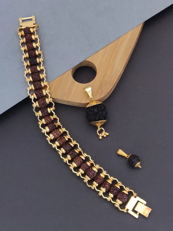 Gold_Plated__Designer_Bracelet_Plus_2_Pendants_For_Male