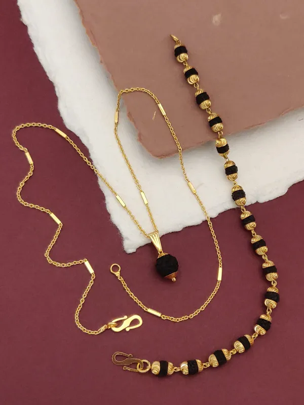 Gold_Plated__Combo_Female_Bracelet+Chain+Pendant_For_Female