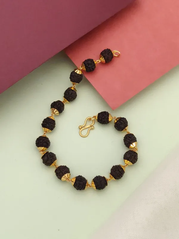 Gold_Plated__Natural_Rudraksh_Bracelet_For_Unisex
