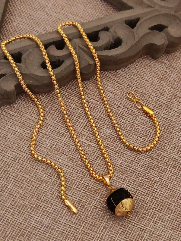 Gold_Plated__Natural_Rudraksh_Pendant_&_Chain_For_Male