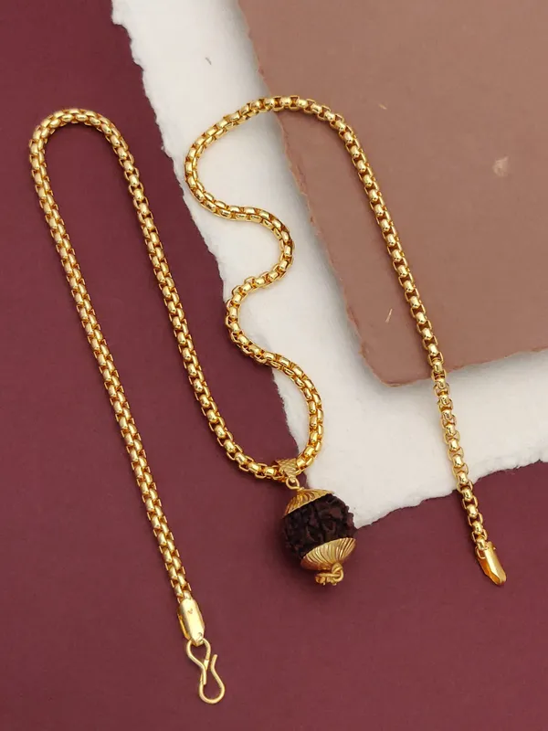 Gold_Plated__Natural_Rudraksh_Pendant_&_Chain_For_Male