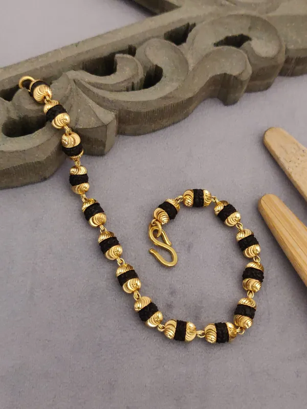 Gold_Plated__Natural_Rudraksh_Vertical_Bracelet_For_Unisex