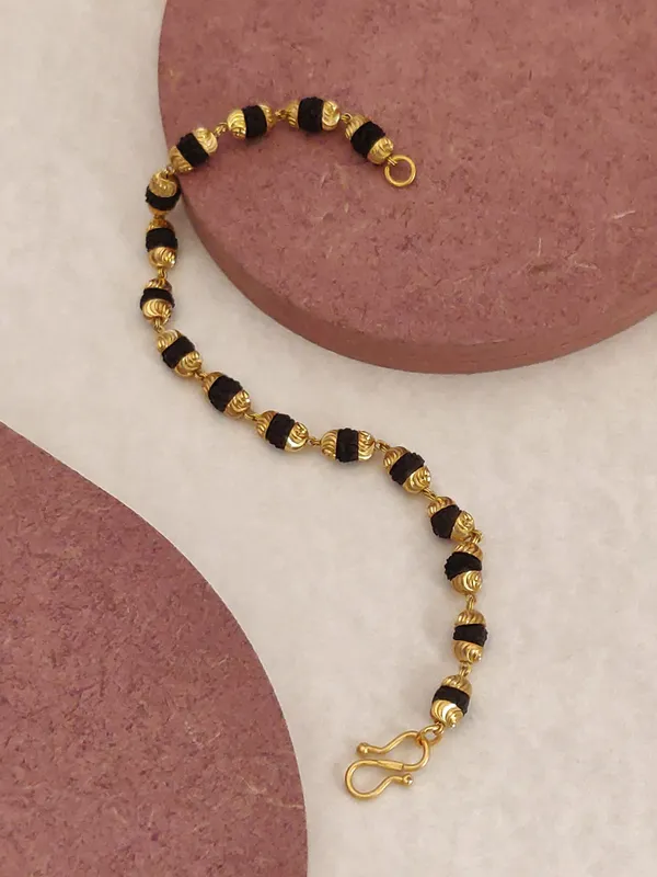 Gold_Plated__Natural_Rudraksh_Vertical_Bracelet_For_Unisex