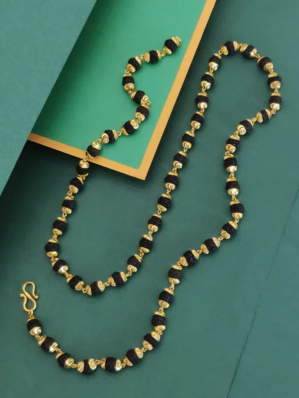 Gold_Plated__Natural_Rudraksh_Beed_Vertical_Cap_Mala_For_Male_
