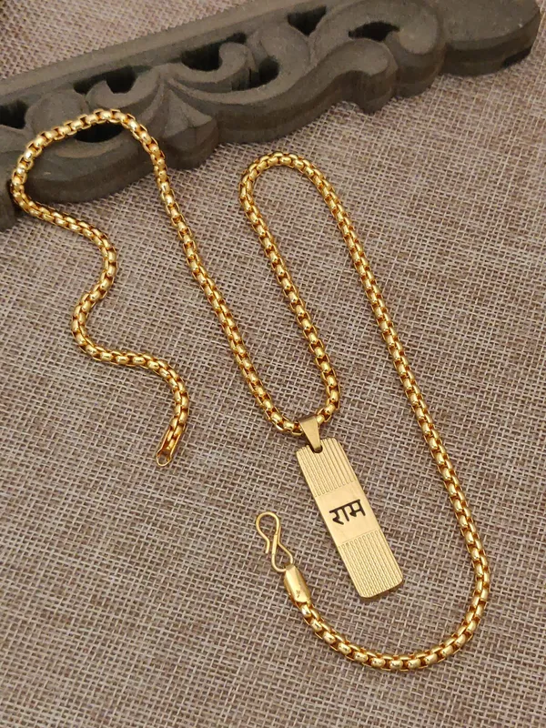 Gold_Plated__Ram_Pendant_&_Chain_For_Male_|__24K