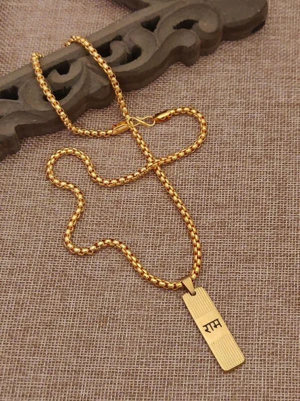 Gold_Plated__Ram_Pendant_&_Chain_For_Male_|__24K