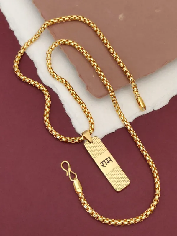 Gold_Plated__Ram_Pendant_&_Chain_For_Male_|__24K