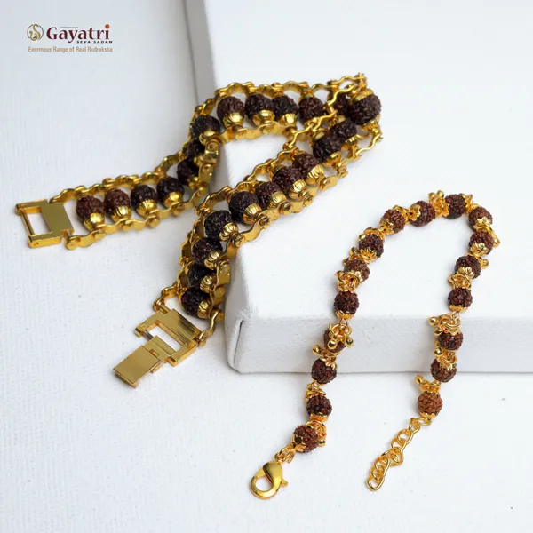 Gold_Plated__Couple_Natural_Rudraksh_Designer_Bracelet_For_Male_