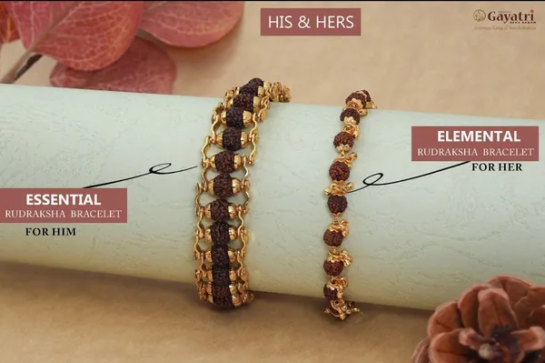 Gold_Plated__Couple_Natural_Rudraksh_Designer_Bracelet_For_Male_