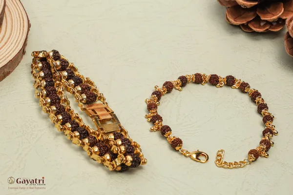 Gold_Plated__Couple_Natural_Rudraksh_Designer_Bracelet_For_Male_