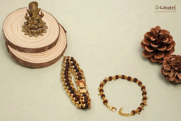 Gold_Plated__Couple_Natural_Rudraksh_Designer_Bracelet_For_Male_