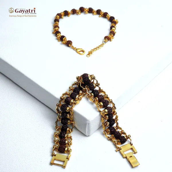 Gold_Plated__Couple_Natural_Rudraksh_Designer_Bracelet_For_Male_