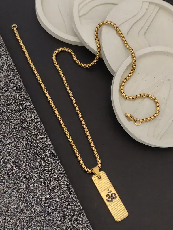 Gold_Plated__Ohm_Pendant_&_Chain_For_Men