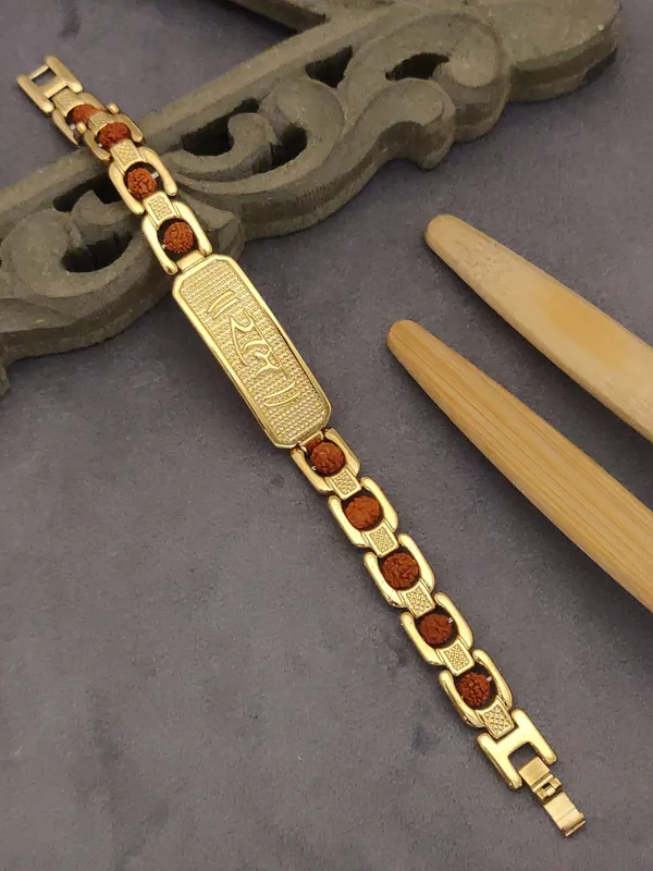 Gold_Plated__Ram_Natural_Rudraksh_Bracelet_For_Male