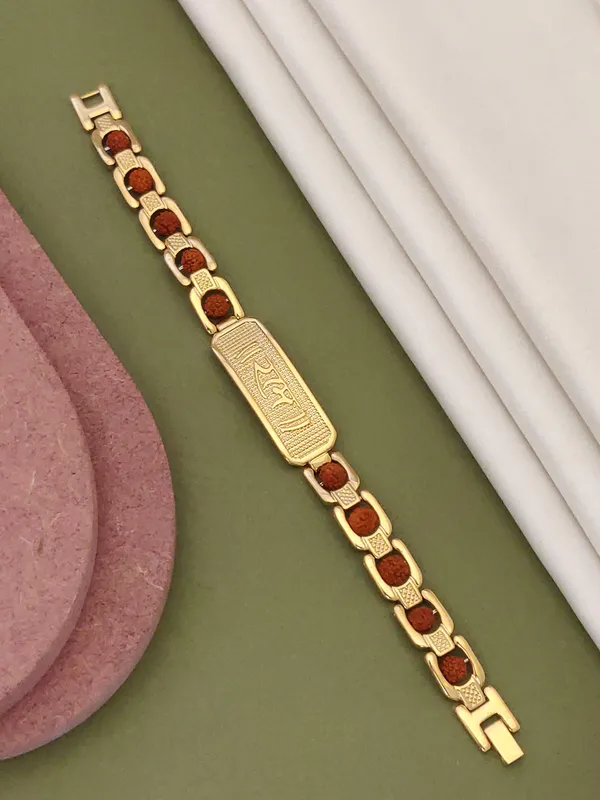 Gold_Plated__Ram_Natural_Rudraksh_Bracelet_For_Male
