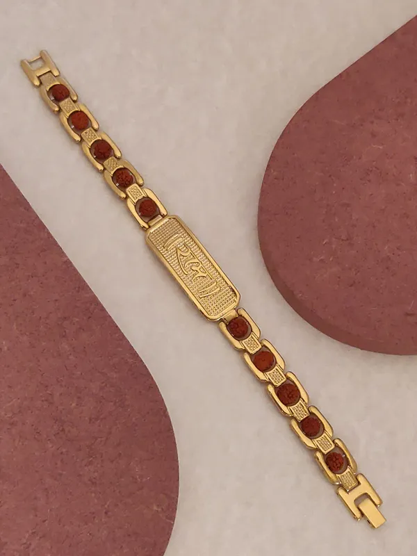 Gold_Plated__Ram_Natural_Rudraksh_Bracelet_For_Male